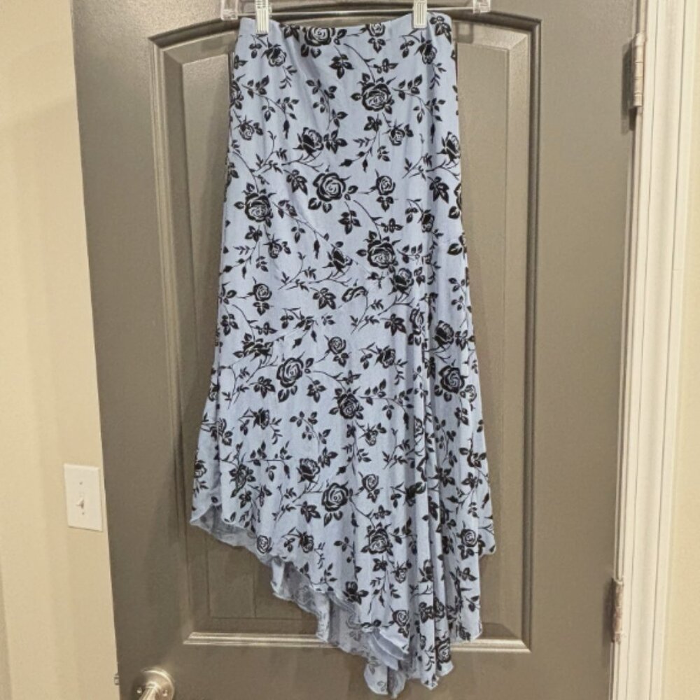 Women's Small Floral Burnout Skirt Asymmetrical Fairy Whimsical Flowy Y2K